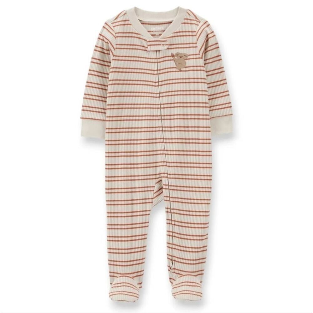Carter's 3 Month 2 Way Zip Striped Koala Long Sleeve Bosysuit, NEW
